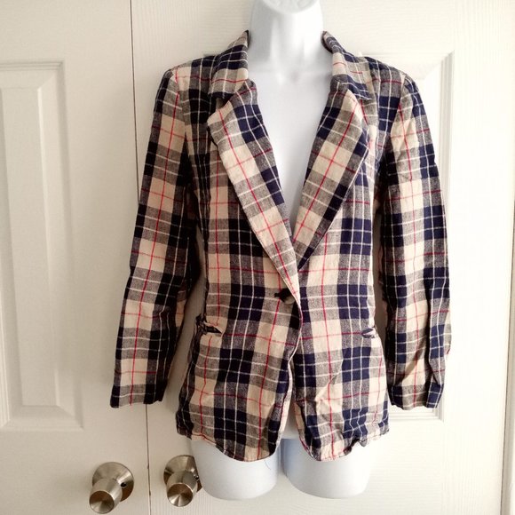 Jackets & Blazers - Blazer plaid color cream